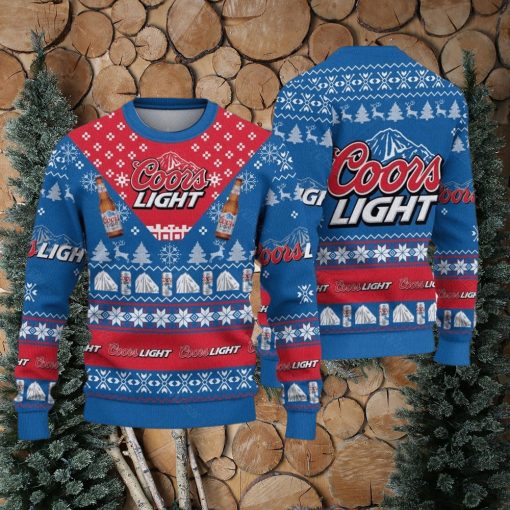 Coors Light Beer Ugly Christmas Sweater Blue Coors Banquet t