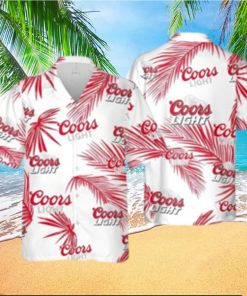 Coors Light Hawaiian Shirt Palm Leaves Pattern Gift For Beach Trip