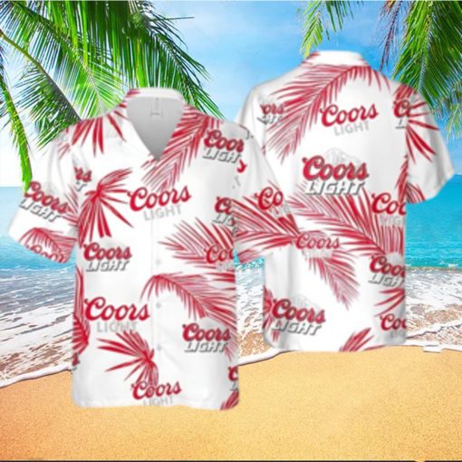 Coors Light Hawaiian Shirt Palm Leaves Pattern Gift For Beach Trip