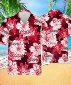 Coors Light Hawaiian Shirt Tropical Flower Pattern Practical Beach Gift