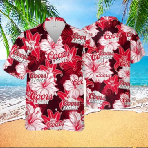 Coors Light Hawaiian Shirt Tropical Flower Pattern Practical Beach Gift