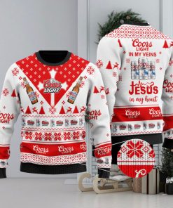 Coors Light In My Veins Jesus In My Heart 3D Printed Ugly Christmas Sweater