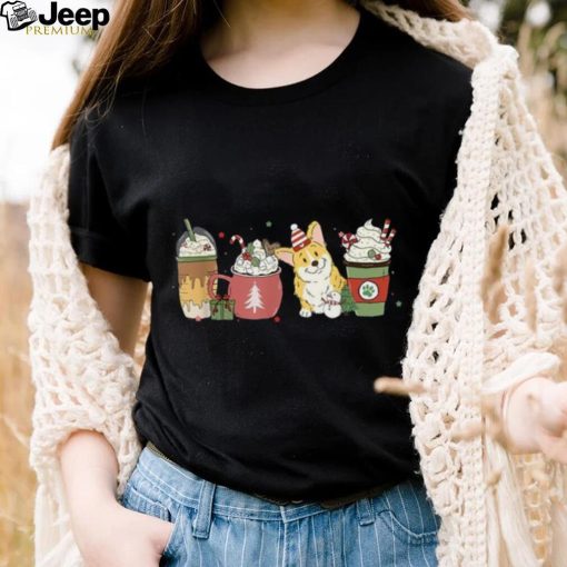 Corgi Coffee Latte Winter Christmas Dog Mom Holiday Shirt