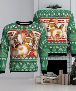 Corgi Pine Tree Pattern Funny Ugly Christmas Sweater