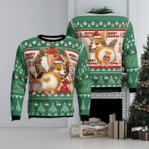 Corgi Pine Tree Pattern Funny Ugly Christmas Sweater