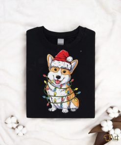 Corgi Santa Christmas Tree Lights Xmas Funny T Shirt