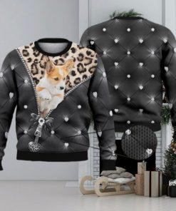 Corgi Zipper Full Print For Dog Lovers 3D Ugly Sweater Christmas Gift Sweater