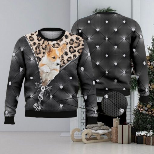 Corgi Zipper Full Print For Dog Lovers 3D Ugly Sweater Christmas Gift Sweater