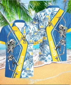 Corona Extra Beer Skeleton Dancing Happy Hawaiian Shirt And Shorts Halloween Gift Summer Gift