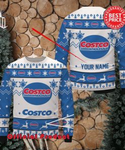 Costco Custom Name White Design Logo Snowflake Ugly Christmas Sweater