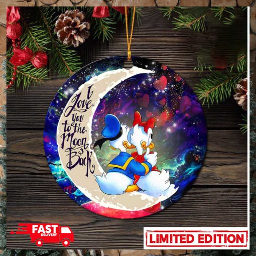 Couple Cute Duck Couple Love You To The Moon Galaxy Perfect Gift For Holiday Ornament