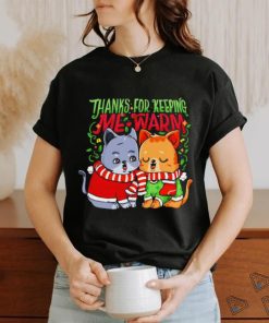 Couples cat thanks for keeping me warm Christmas shirt