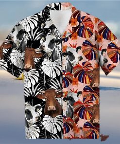 Cow Hawaiian Shirt Floral Colorful Cow Aloha Shirt, Aloha Hawaiian Shirts