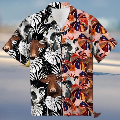 Cow Hawaiian Shirt Floral Colorful Cow Aloha Shirt, Aloha Hawaiian Shirts