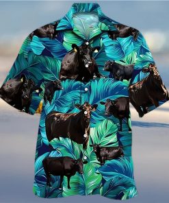 Cow Hawaiian Shirt Tropical Black Cattle Cow Aloha Shirt, Aloha Hawaiian Shirts