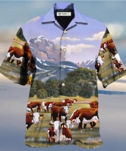 Cow Hereford Cow Beautiful Landscape Hawaiian Shirt – Trendy Aloha