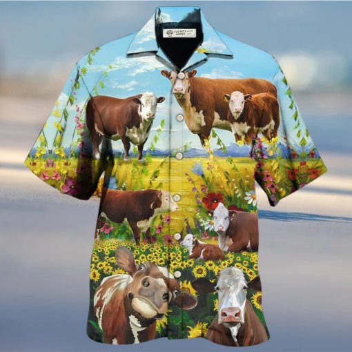 Cow Hereford Cow Landscape Style Hawaiian Shirt – Trendy Aloha