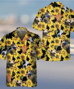 Cow With Sunflower Hawaiian Shirt, Tropical Cow Shirt For Men And Women, Funny Cow Print Shirt Gift Idea