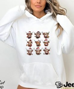 Cow hat santa merry christmas shirt