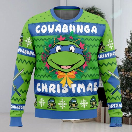 Cowabunga Leonardo Christmas Teenage Mutant Ninja Turtles Ugly Christmas Sweater Unisex 3D Christmas Sweater Gift