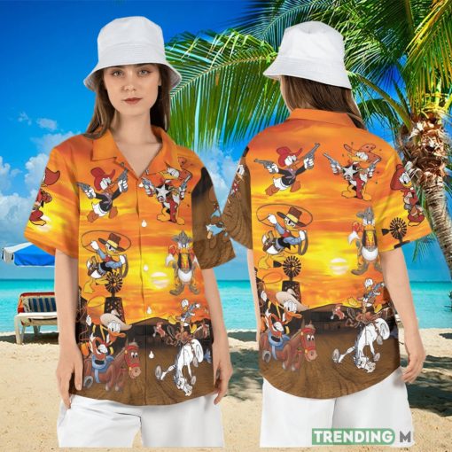 Cowboy Donald Duck Hawaiian Shirt Donald Duck Western Hawaii Shirt Disneyworld Summer Aloha Shirt