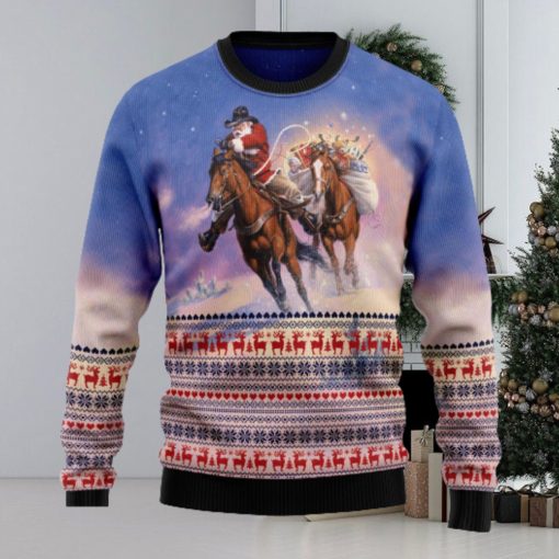 Cowboy Santa Claus December Wear Ugly Christmas Sweater Thankgiving Gift Men Women