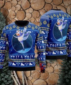 Cows Ice Skating Ugly Christmas Sweater Gift Knitting Sweater