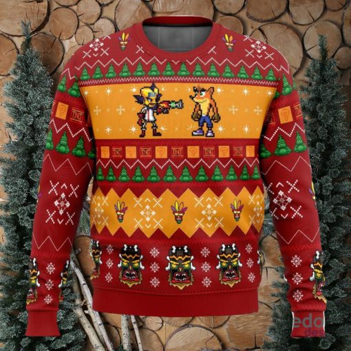 Crash and Doc Neo Crash Bandicoot 3D Ugly Christmas Sweater Christmas Gift Ideas Party Gift