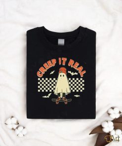 Creep It Real Skateboarding Ghost Halloween T Shirt