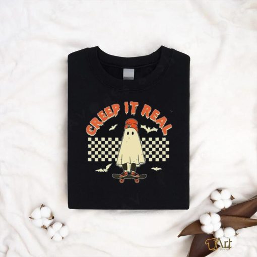 Creep It Real Skateboarding Ghost Halloween T Shirt