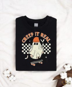 Creep It Real Skateboarding Ghost Retro Halloween T Shirt