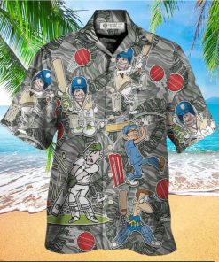 Cricket Sport Cricket Lover Tropical Leaf Art Hawaiian Shirt