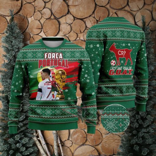 Cristiano Ronaldo Portugal G.O.A.T Soccer Christmas Ugly Sweater