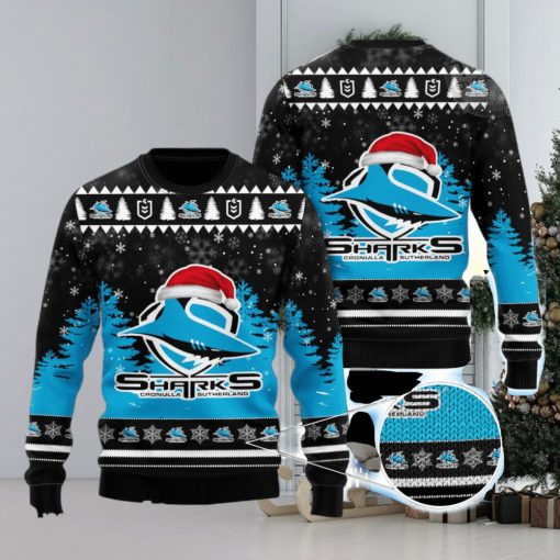 Cronulla Sutherland Sharks All Over Print Christmas Knitting Ugly Sweater