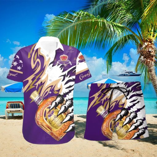 Crown Royal Canadian Whisky Monster Monster Claw Cool Gift Hawaiian Shirt And Shorts Men And Women Summer Gift