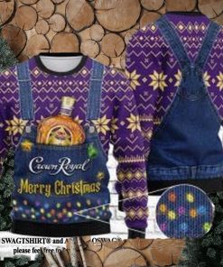 Crown Royal Merry Christmas Ugly Xmas Wool Knitted Sweater