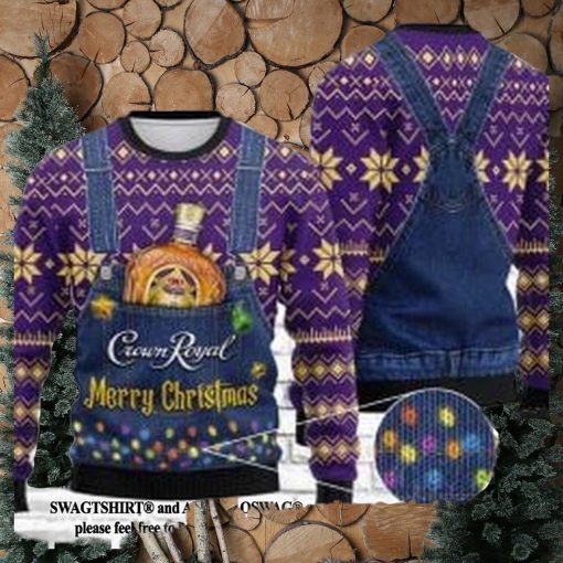 Crown Royal Merry Christmas Ugly Xmas Wool Knitted Sweater