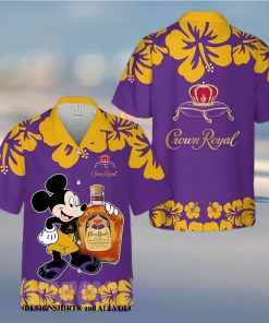 Crown Royal Mickey Mouse Hibiscus Flower All Over Print Aloha Summer Beach Hawaiian Shirt