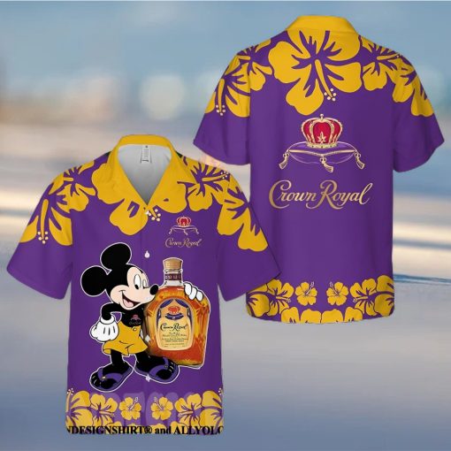 Crown Royal Mickey Mouse Hibiscus Flower All Over Print Aloha Summer Beach Hawaiian Shirt