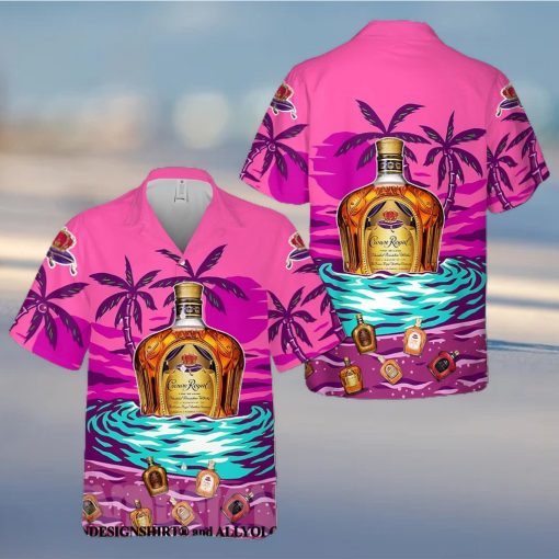 Crown Royal On The S And Palm Tree All Over Print Aloha Summer Beach Hawaiian Shirt