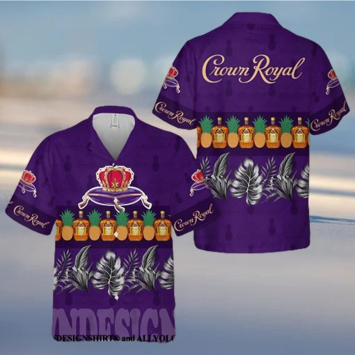 Crown Royal Pineapple All Over Print Aloha Summer Beach Hawaiian Shirt