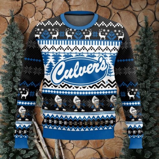 Culver’s All Over Printed Ugly Christmas Sweater 2023 Christmas Gift Ideas Holiday Gift