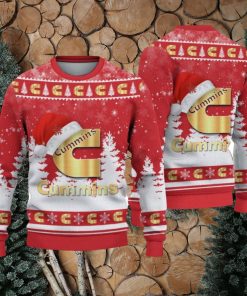 Cummins Logo Wearing Santa Hat Christmas Gift Ugly Christmas Sweater For Car Lover 3D Sweater