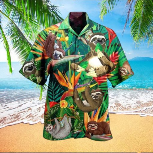 Custom 3D Sloth Happiness All Day Limited Edition Summer Beach Hawaiian Shirt