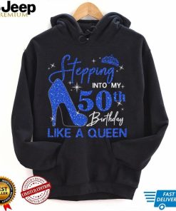Custom 50th Birthday Shirt for Women, 50 Years Old Birthday Shirt, Personalized Birthday Gift, Stepping Into My 50th Birthday Like a Queen