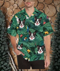 Custom Dog Face Hawaiian Shirt for Men Personalized Blooming Flowers Short Sleeve Casual Button Funky Shirt