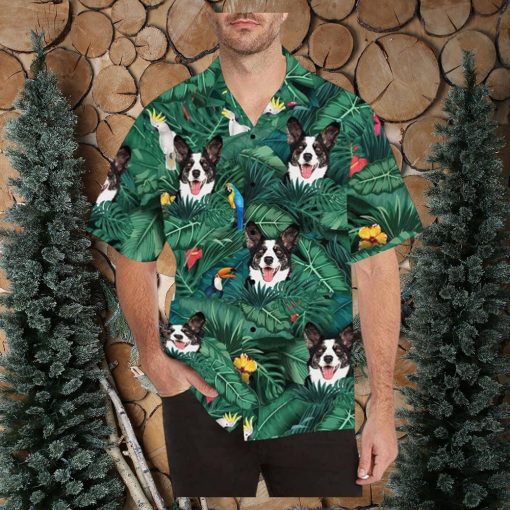 Custom Dog Face Hawaiian Shirt for Men Personalized Blooming Flowers Short Sleeve Casual Button Funky Shirt