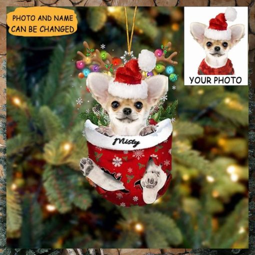 Custom Dog Photo Chihuahua Christmas Ornament Xmas Tree Decorating Dog Owner Gifts