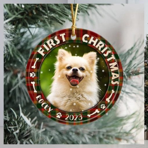 Custom Dog Photo First Christmas Ceramic Ornament N304 889720