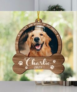 Custom Dog Photo Ornament, Dog Memorial Gift, Loss of Pet, Pet Ornament, Christmas Keepsake, Dog Memorial Ornament, You Left Paw Prints